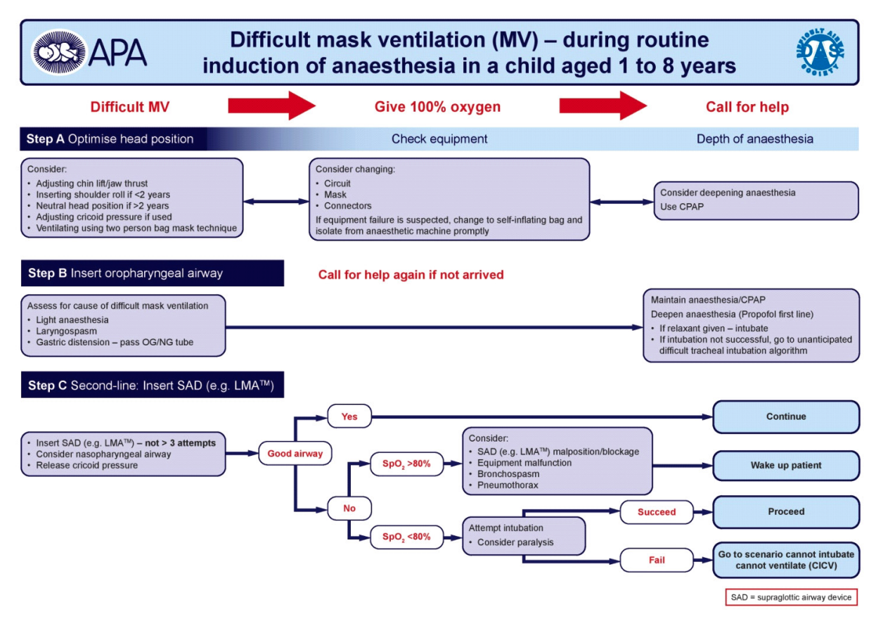 Appendix 2.2. APA/DAS/RCoA algoritme for vanskelig maskeventilation hos børn